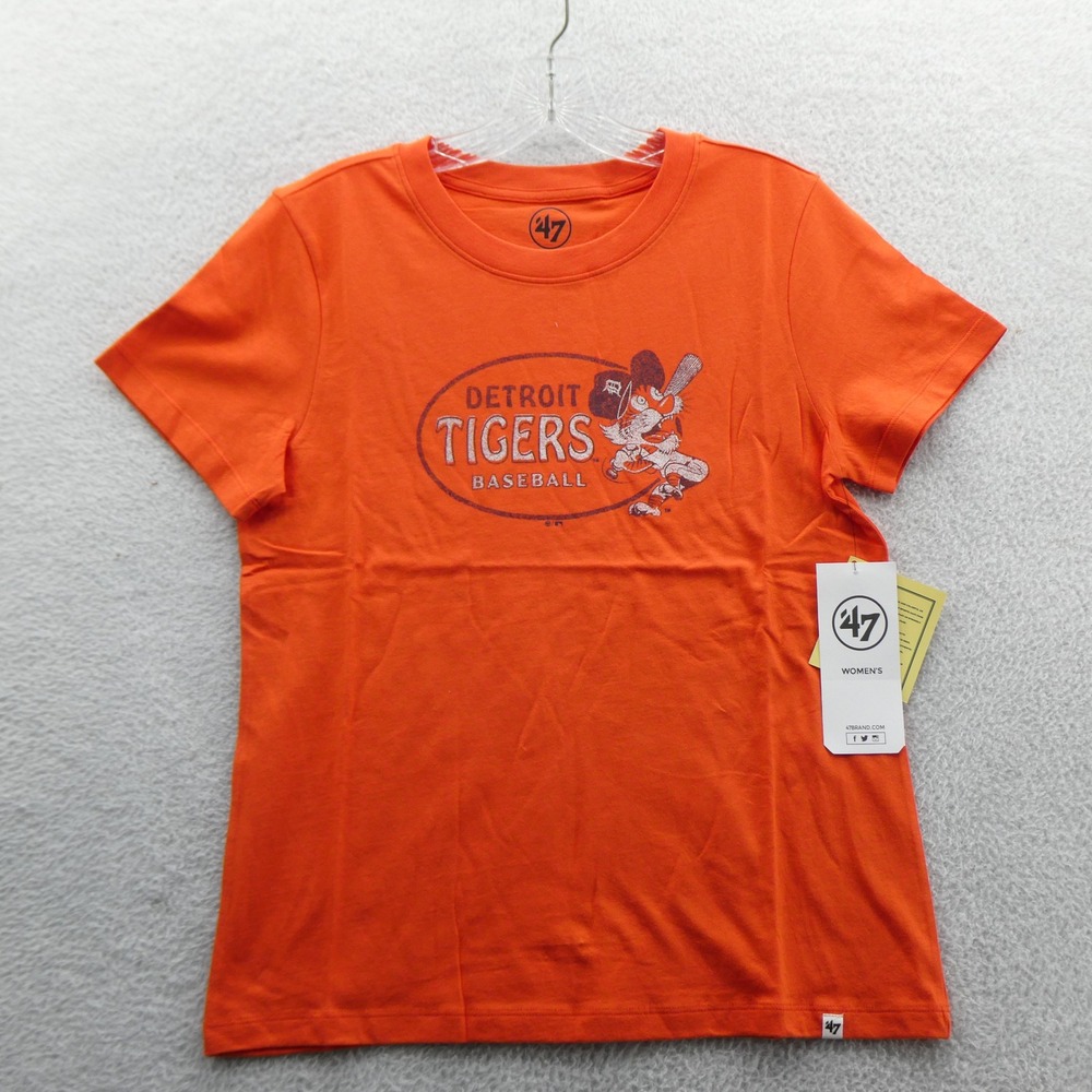 '47 Brand Shirt Women Small Detroit Tigers Orange Baseball Cotton Tee New